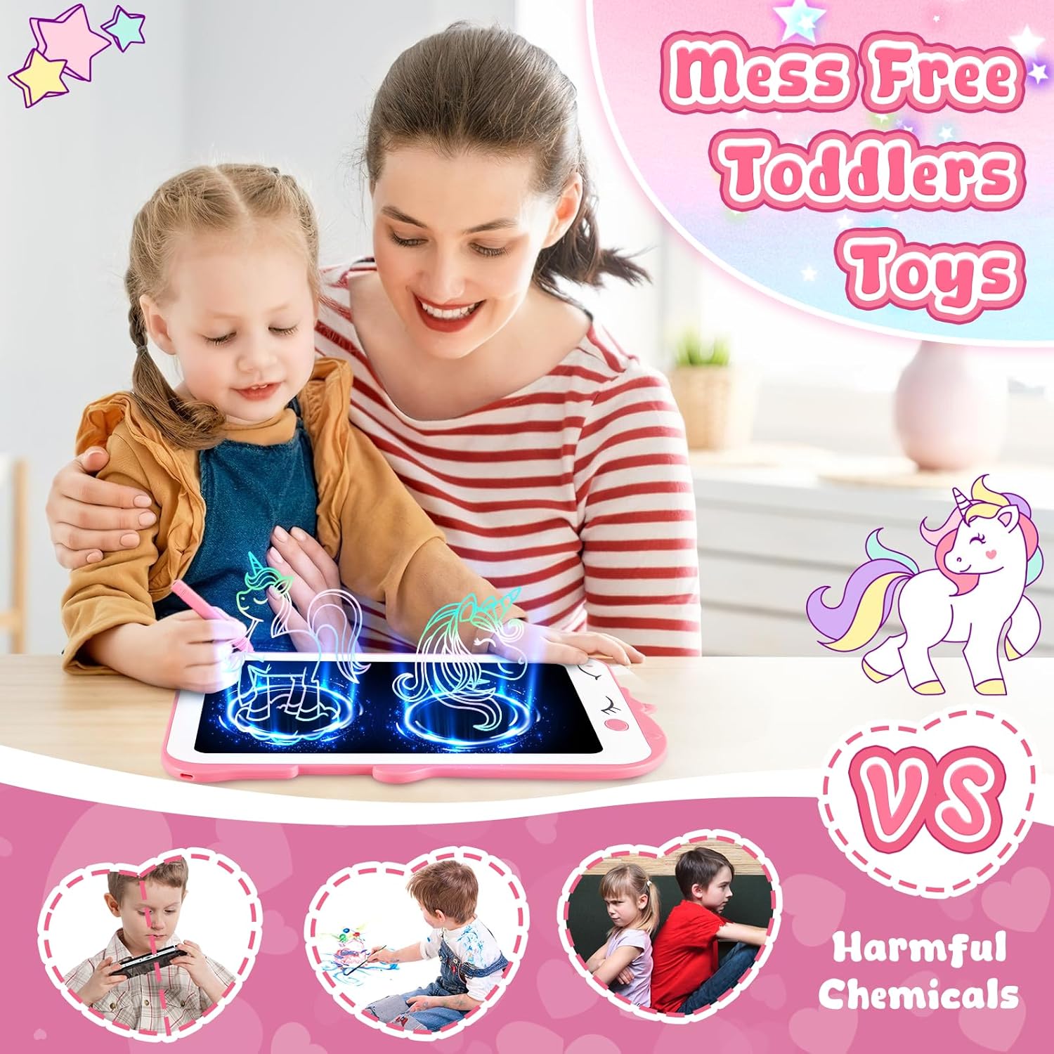 Thumbnail 4 de Teriph 8.5-Inch LCD Writing Tablet for Kids – Unicorn Pink (Education Draw & Doodle Board for Ages 3–8)