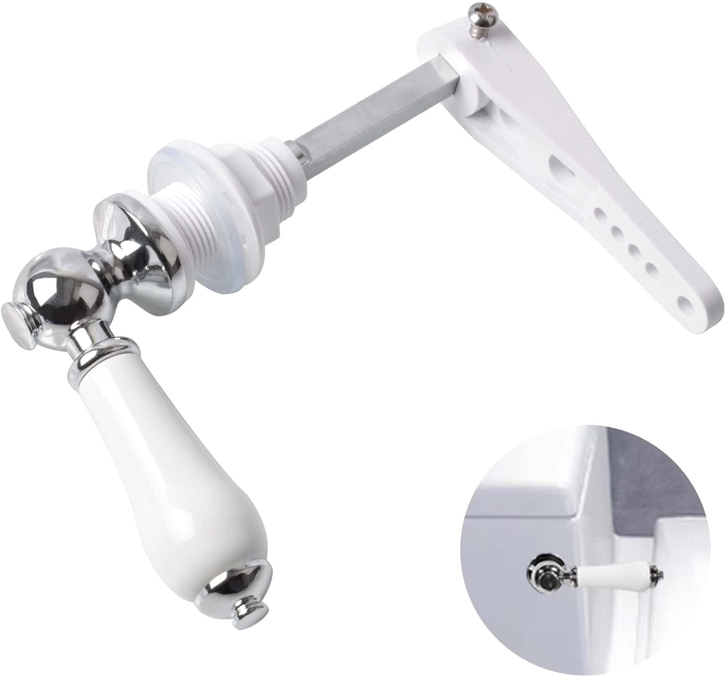 Detalle de ProChosen Ceramic Toilet Flush Handle – Universal Chrome-Plated Cistern Lever