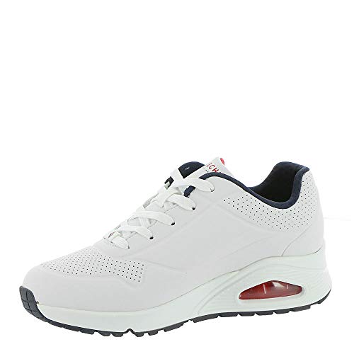 Detalle de Skechers Uno para mujer en color White Durabuck Navy Red Trim (talla 40 EU)