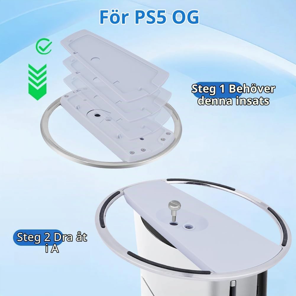 Detalle de AYESY vertikalt PS5-stativ för PS5, Slim och Pro i vit metall och ABS