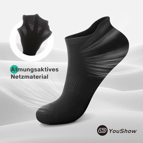 Detalle de YouShow Calcetines Tobilleros Hombre Mujer (10 pares) – Algodón, antideslizantes y respirables