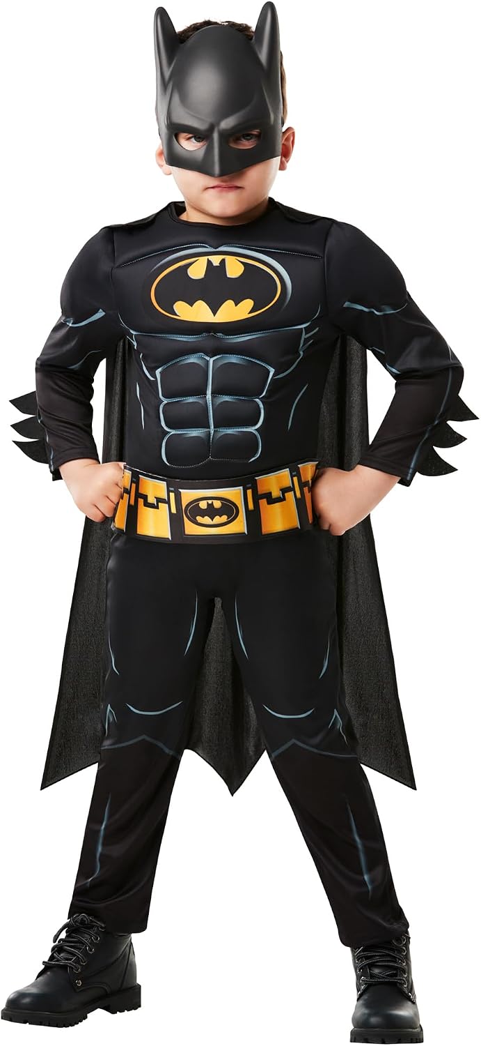 Detalle 2 de Rubies Batman Black Deluxe Kostüm für Kinder 🎭