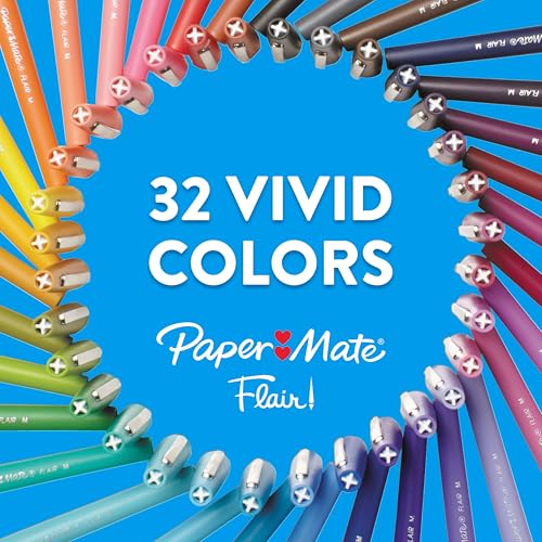 Detalle de Paper Mate Flair Felt Tip Pens, Medium Point (0.7mm), 24-Color Assortment