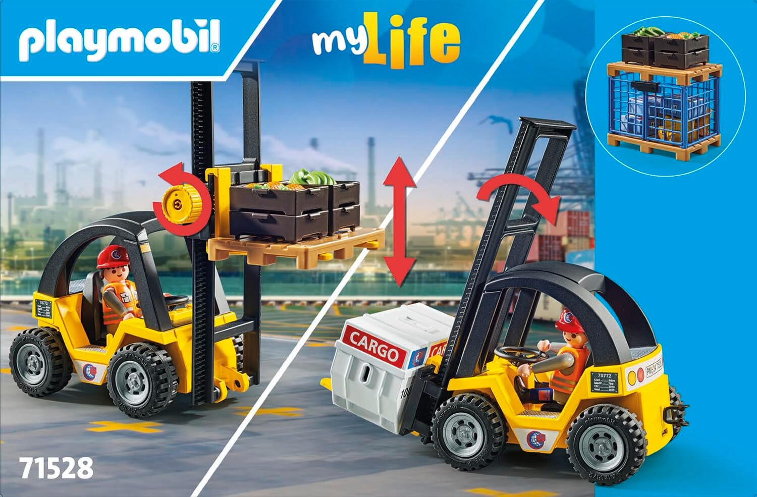 Thumbnail 4 de PLAYMOBIL Promo Pack 71528 – Chariot élévateur avec matériel et palettes