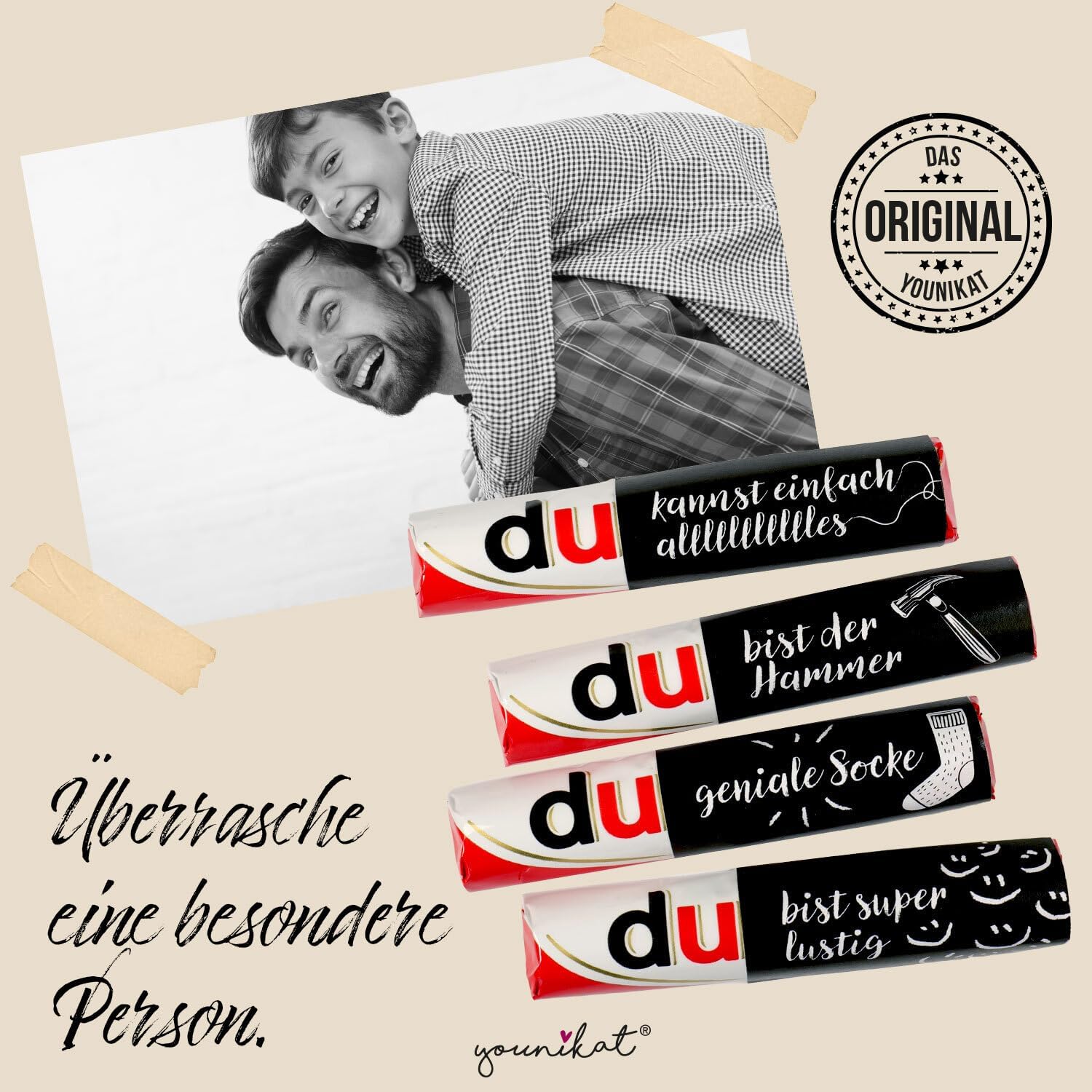 Thumbnail 5 de younikat Vatertagsgeschenk-Aufkleber „Bester Papa“ – passend für 2 Duplo-Schokoriegel-Packungen (you0006)