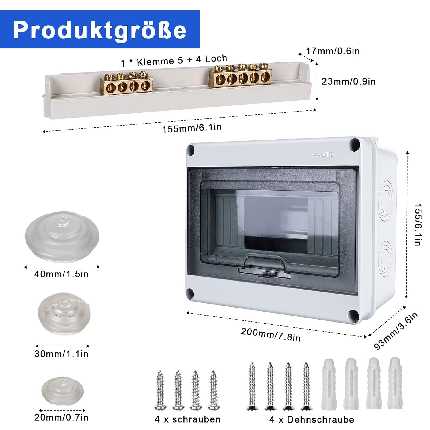 Detalle 2 de HOSPAOP 701203829404 opbouwverdeler IP65, 8 modules en messing klemmen