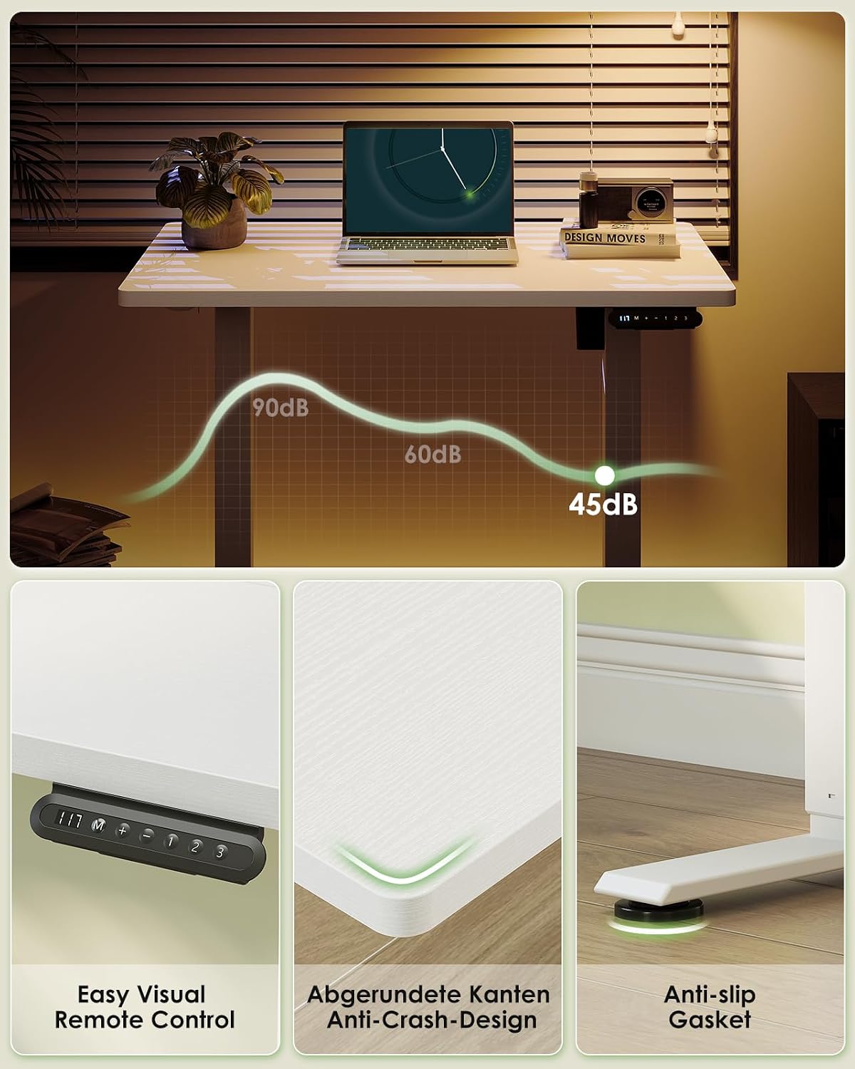 Thumbnail 6 de OffiGo Standing Desk (80cm) Electric Sit Stand Desk with 3 Memory Heights, White