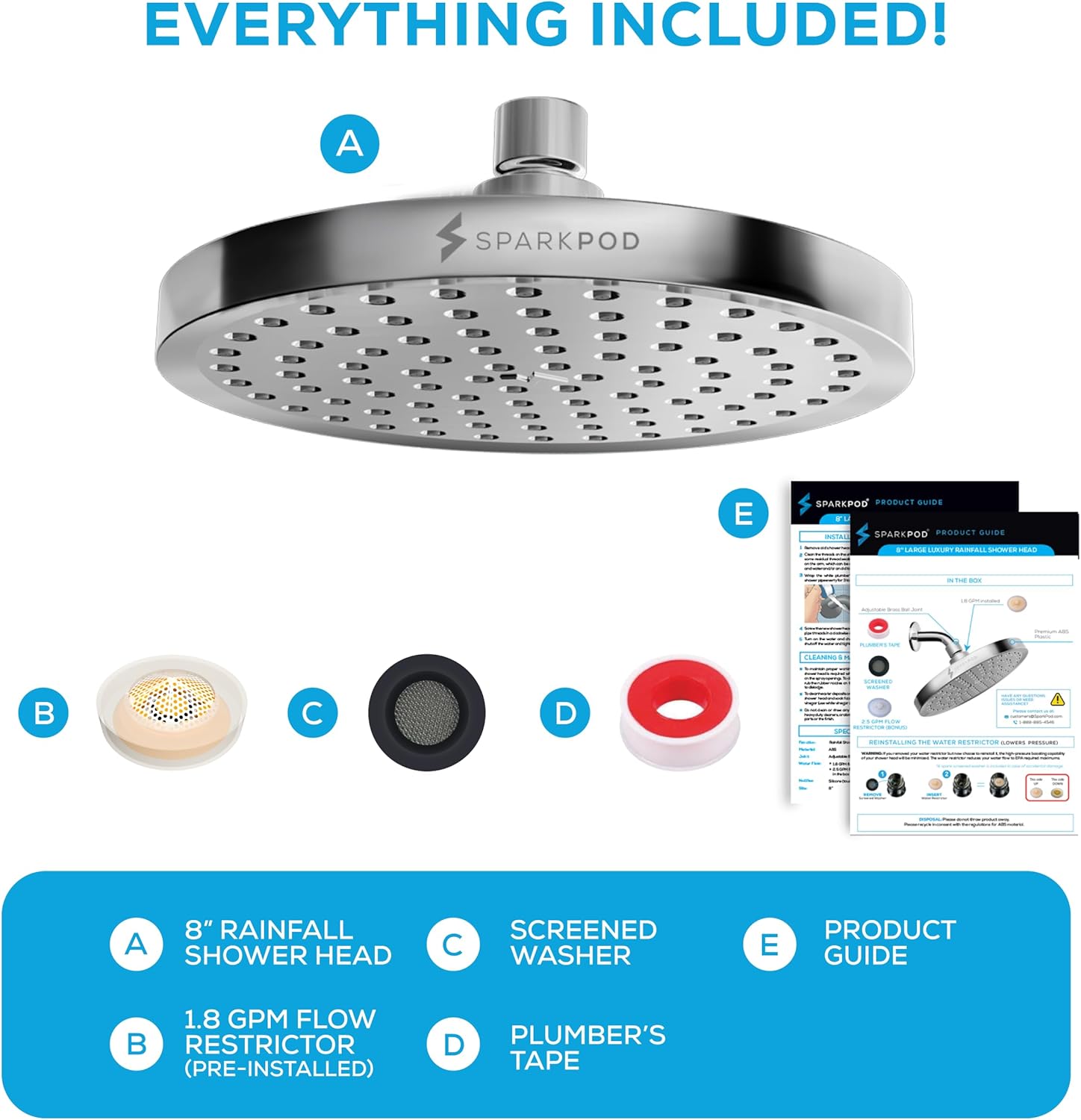 Thumbnail 6 de SparkPod Shower Head 8 Inch Rain
