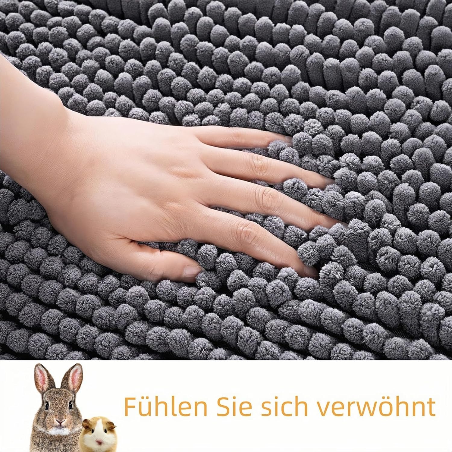 Detalle de zeostmont Meerschweinchen Unterlage 60×40 cm mit Waschbeutel – waschbare Käfigeinlage für Meerschweinchen, Kaninchen und weitere Kleintiere (Dunkelgrau)