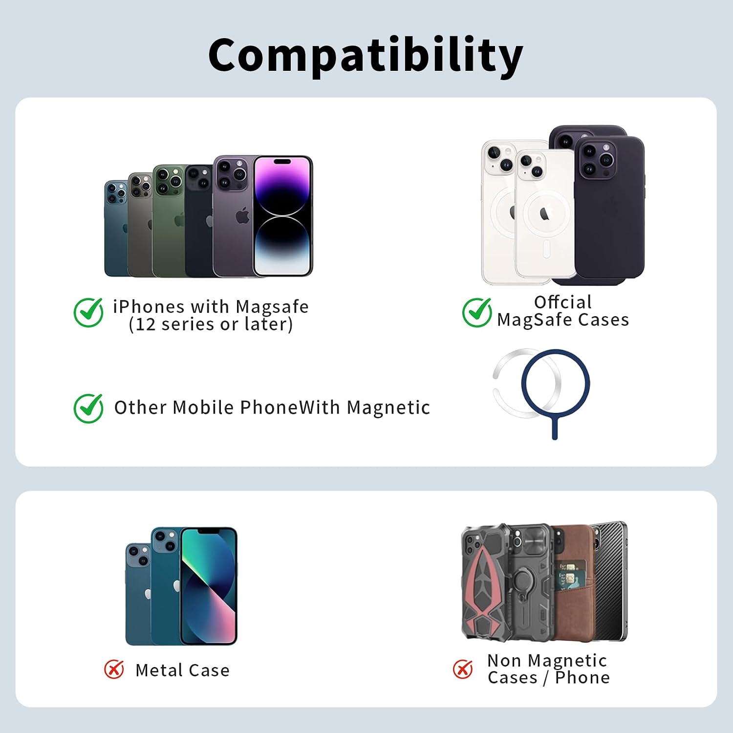Detalle de KRTALS Stronger Magnetic RFID Leather Mag-Safe Card Holder for iPhone 16/17 Series (Black)