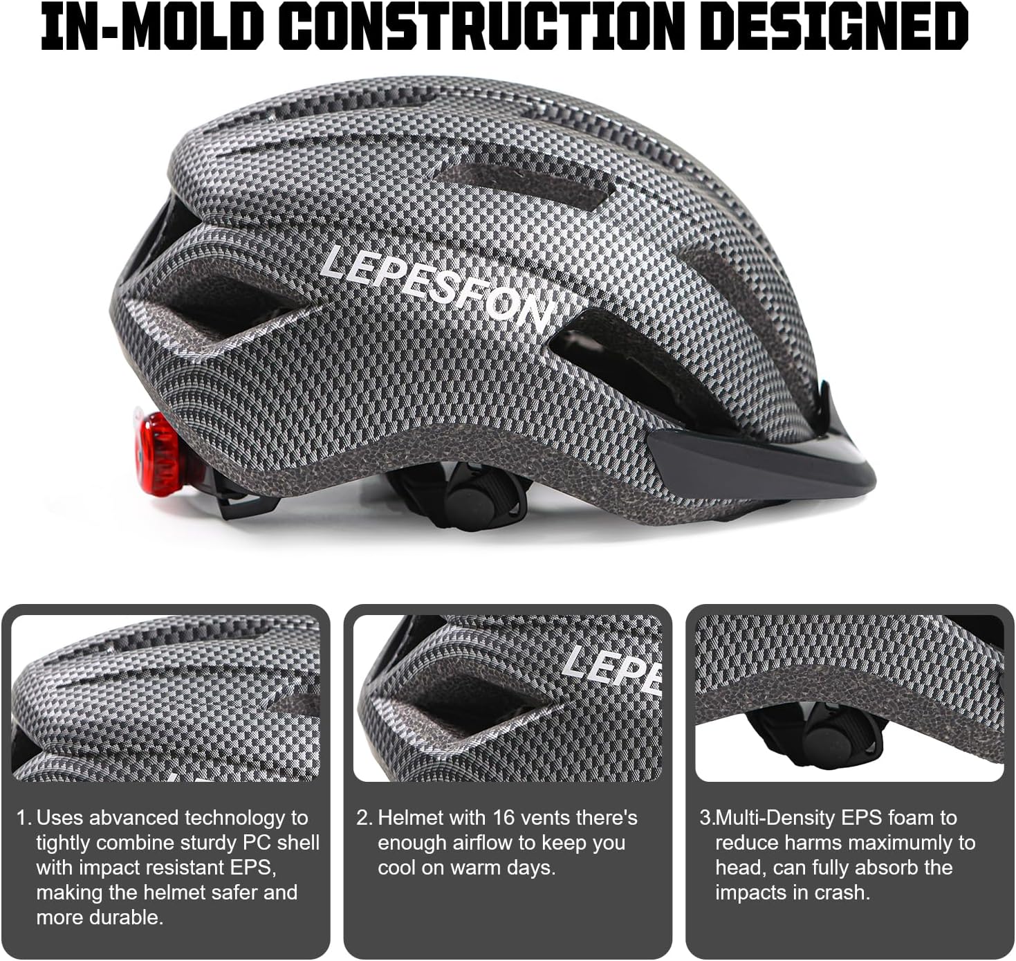Detalle 2 de LEPESFON MTB Helmet 56–61 cm Adjustable Lightweight 🚴♀