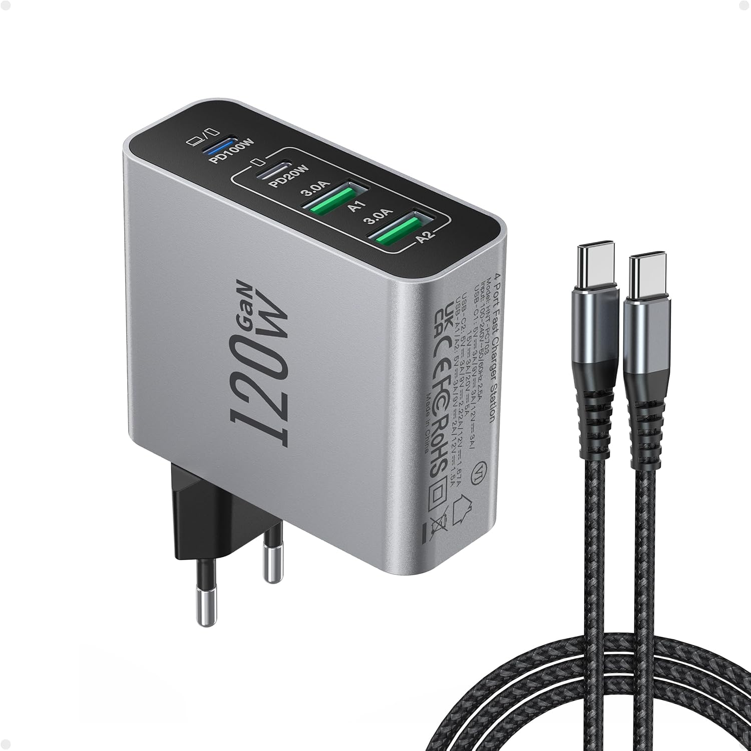 Detalle de 120W USB-C Ladegerät 4-Port Mehrfachladegerät mit PD3.0 + QC3.0