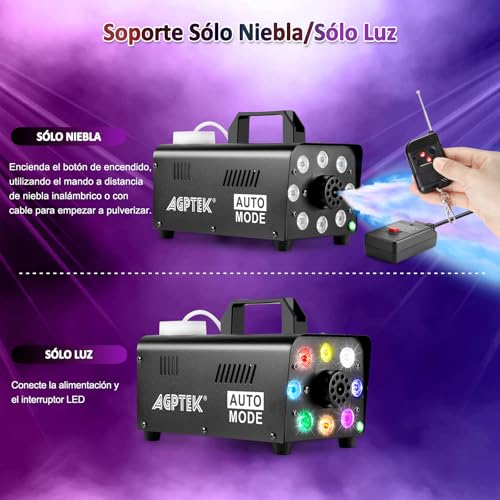 Thumbnail 4 de AGPTEK Máquina de Humo 2000CFM con 8 LED y mando inalámbrico para fiestas