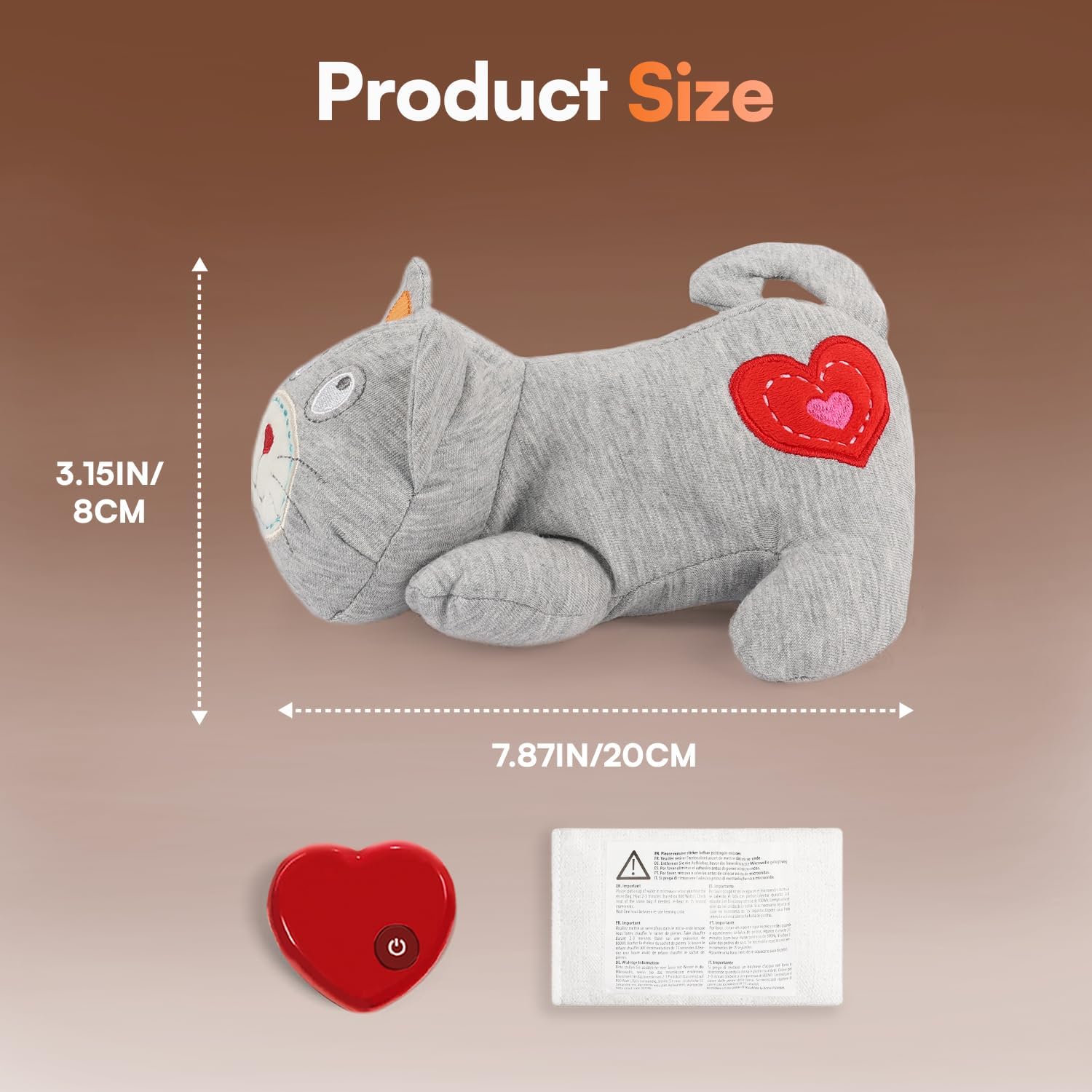 Thumbnail 6 de All For Paws Heartbeat Cat Plush Toy (Grey Kitty with Heartbeat) – calming kitten companion