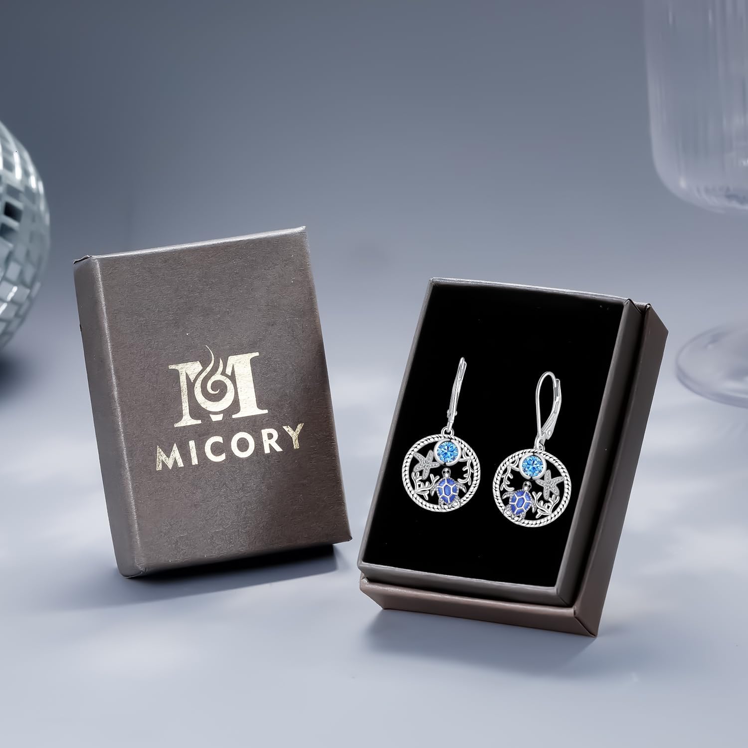 Thumbnail 6 de Micory Damen Hängend Ohrringe aus 925 Sterling Silber mit Schildkröte-Motiv und Zirkonia (925er Ohrstecker)