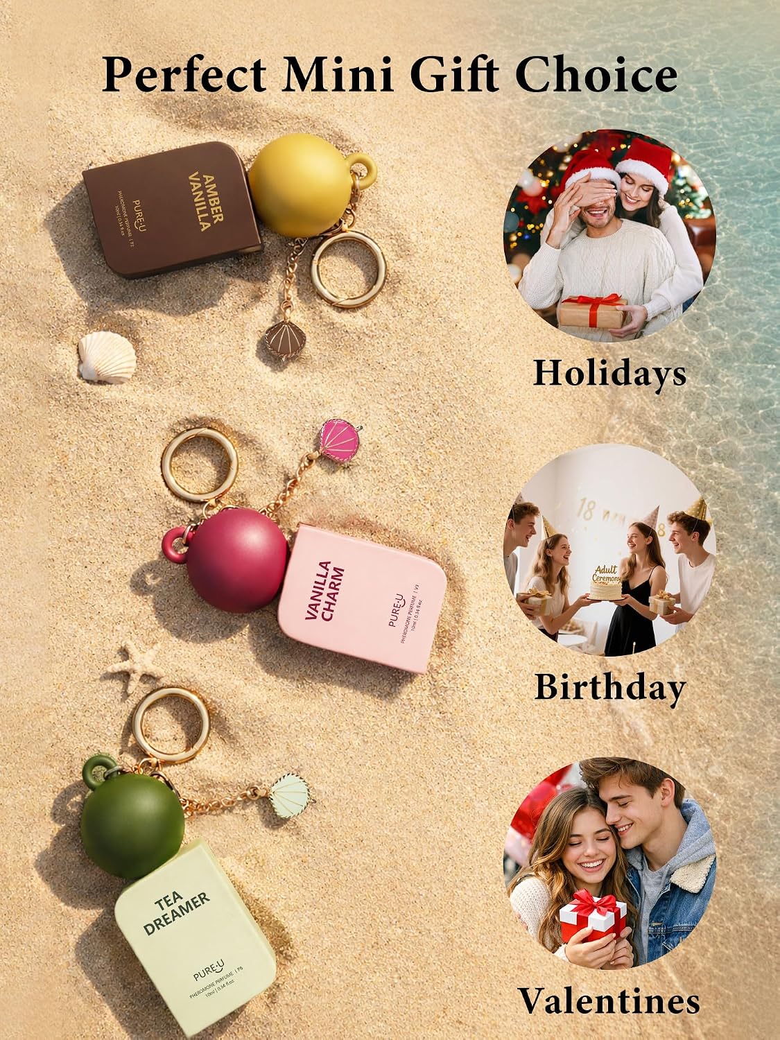 Thumbnail 6 de PUREU Amber Vanilla Perfume Oil for Women, 10 mL Roll-On with Keychain