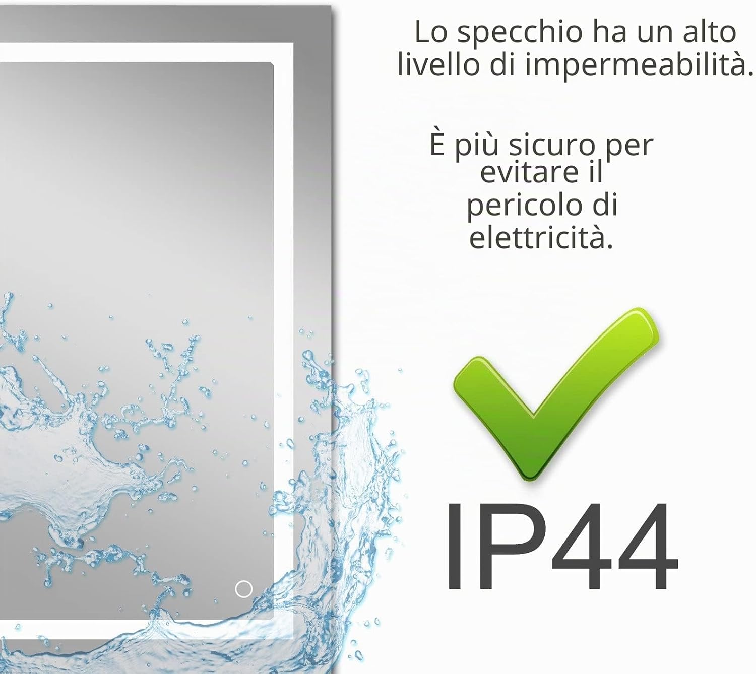 Thumbnail 6 de MIQU Specchio da Bagno LED 1200 x 700 mm con Luce Fredda, Anti-Appannamento e Controllo Touch