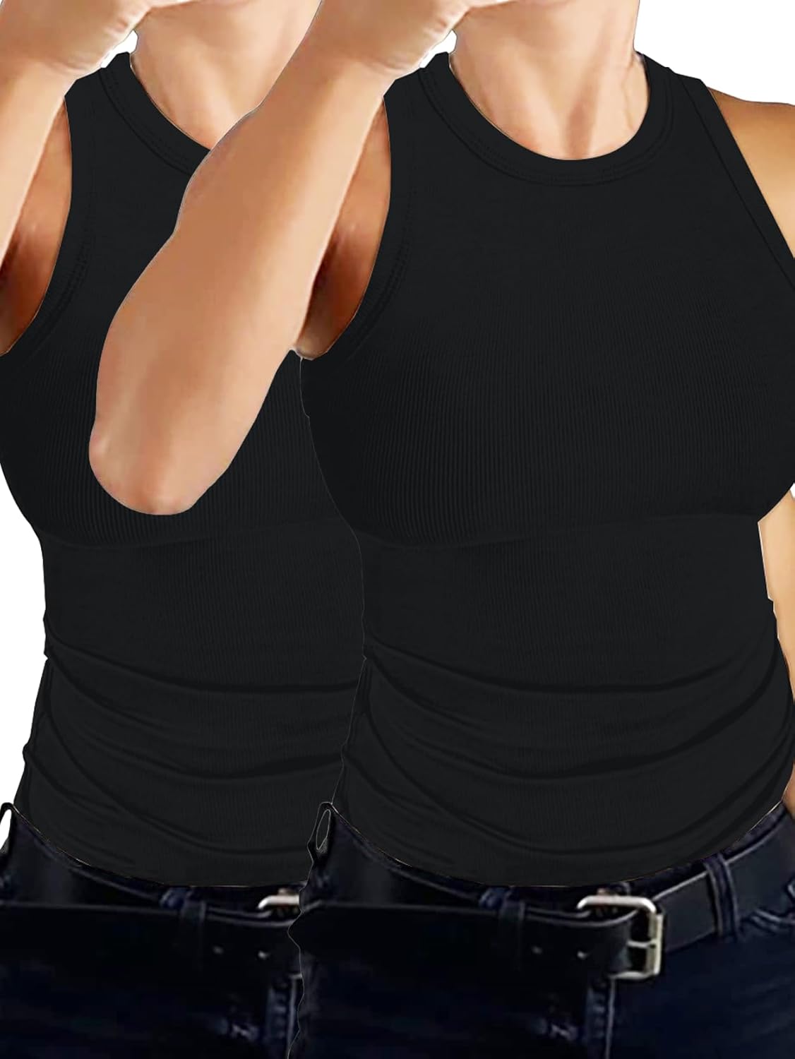 Thumbnail 6 de DUOEASE Top Damen Sommer 2025 Basic High Neck Tanktop – Gerippt Slim Fit, Einfarbig
