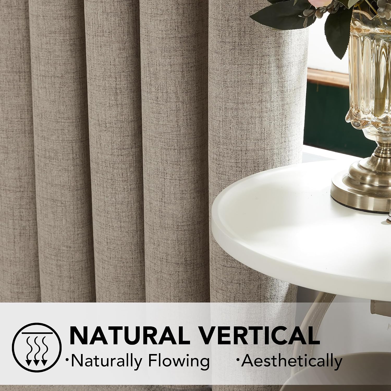 Thumbnail 6 de Deconovo Faux Linen Full Blackout Curtains 90 Inch Drop – Two Panel Eyelet Pair