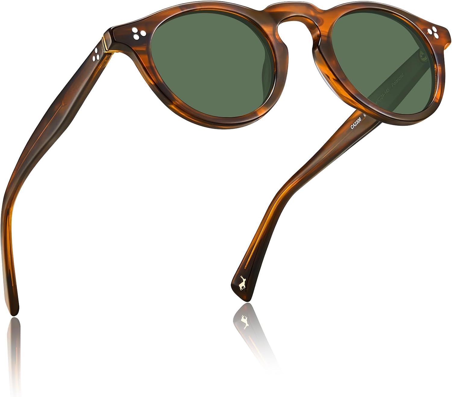 Thumbnail 6 de CARFIA Retro Polarised Round Sunglasses CA2306 – Handmade Italian Acetate for Small Faces