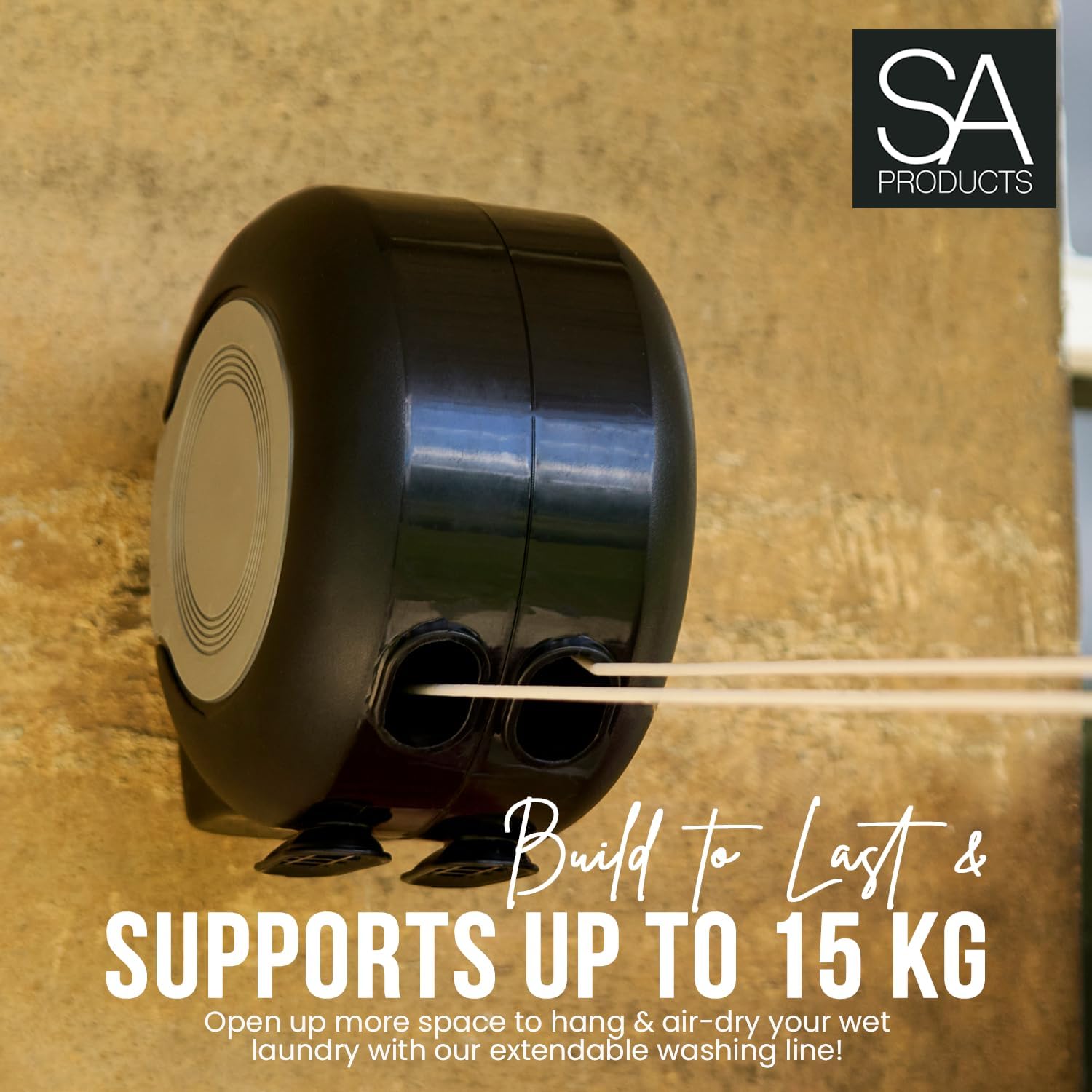 Thumbnail 3 de SA Products wall-mounted twin retractable washing line (2x15m, up to 30m extended) – black