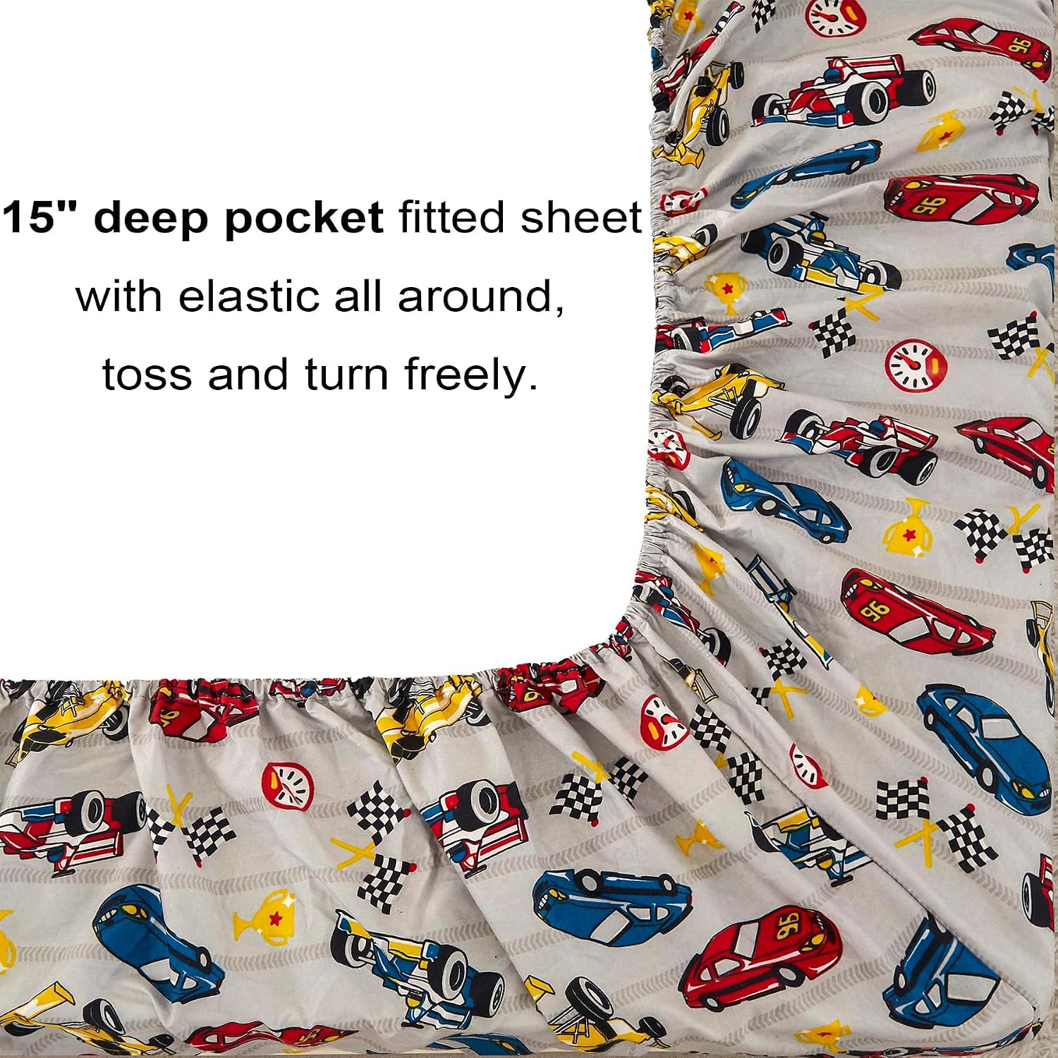 Thumbnail 4 de Mooreeke Full-Size Racing Car Comforter Set, 8-Piece Microfiber Bedding