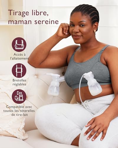 Detalle 2 de momcozy Soutien-Gorge Allaitement et Pompage Mains Libres 2 en 1