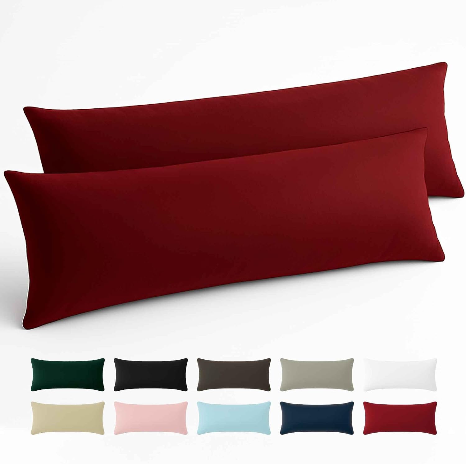 Detalle de Federe 40x145 Cotone Rinforzato (Set da 2) – Dreamzie, Borgogna, 57 Fili/cm², Certificato Oeko Tex