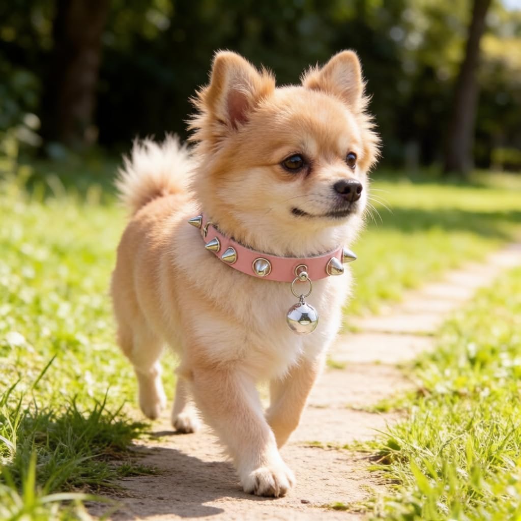 Detalle de Small Dog Collar with Bell, Faux Leather