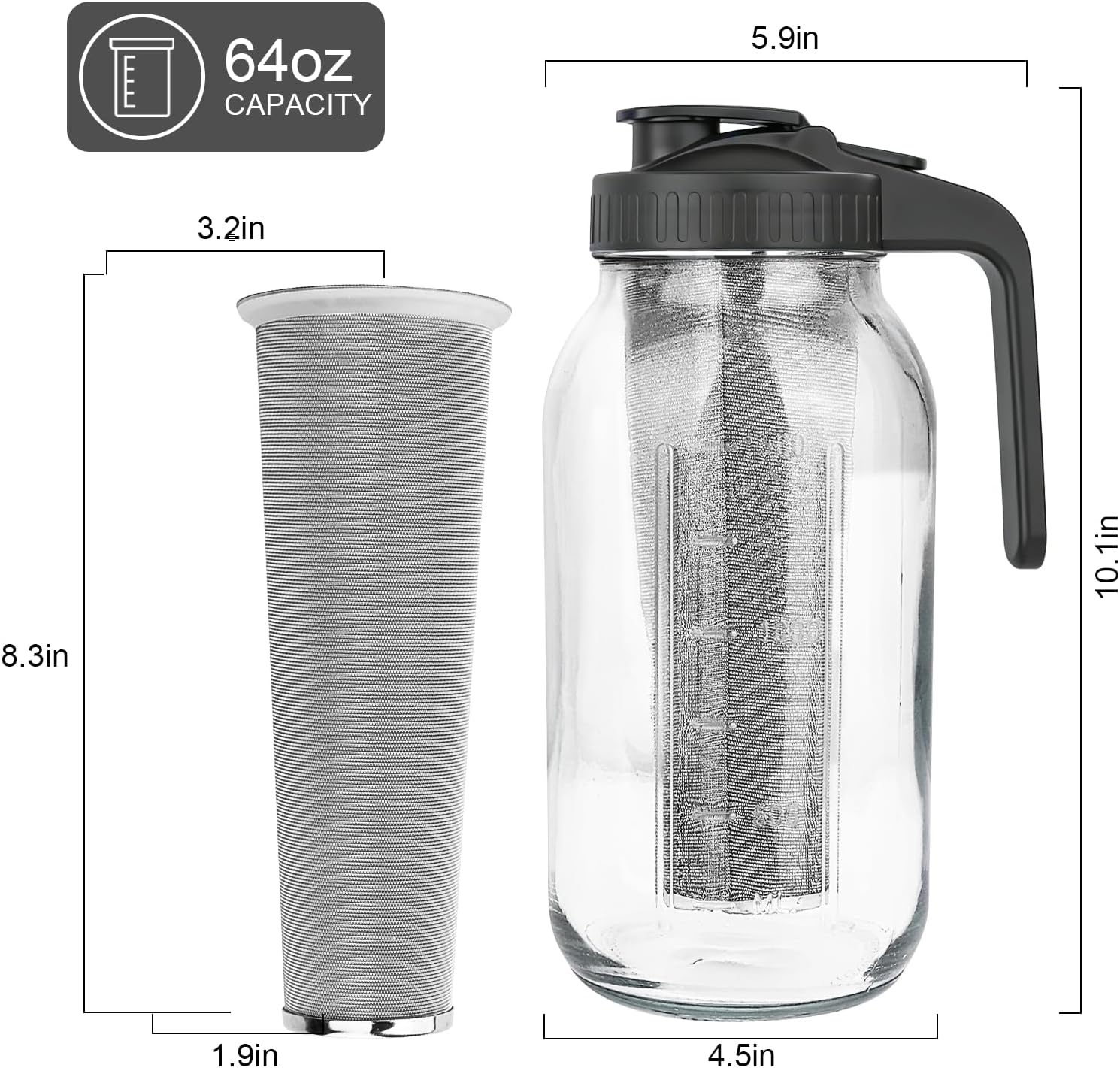 Thumbnail 1 de 64 oz Mason Jar Cold Brew Coffee Maker 🍶
