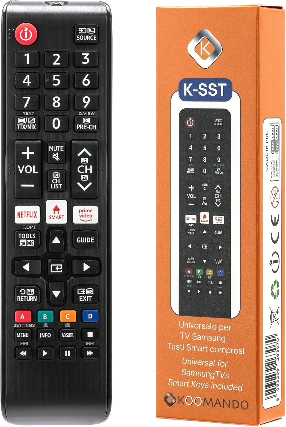Koomando Universal Remote for Samsung TVs (AA59 / BN59 Series) – Ready to Use, with Netflix & Prime Video quick keys