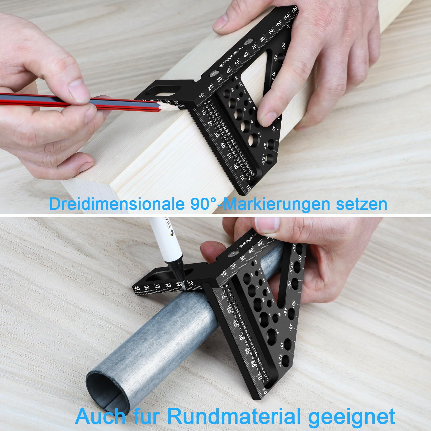 Thumbnail 6 de 3D-Gehrungswinkel Multifunktional 22.5-90° – Hochpräzises Aluminium-Layou t Entwicklungsmesser für Tischler und Ingenieure