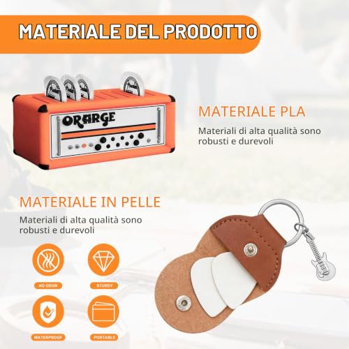 Detalle 2 de Letuxaamz Porta Plettri per Chitarra: Organizer Stile Ampli con 9 Scomparti e Custodia in Pelle Marrone