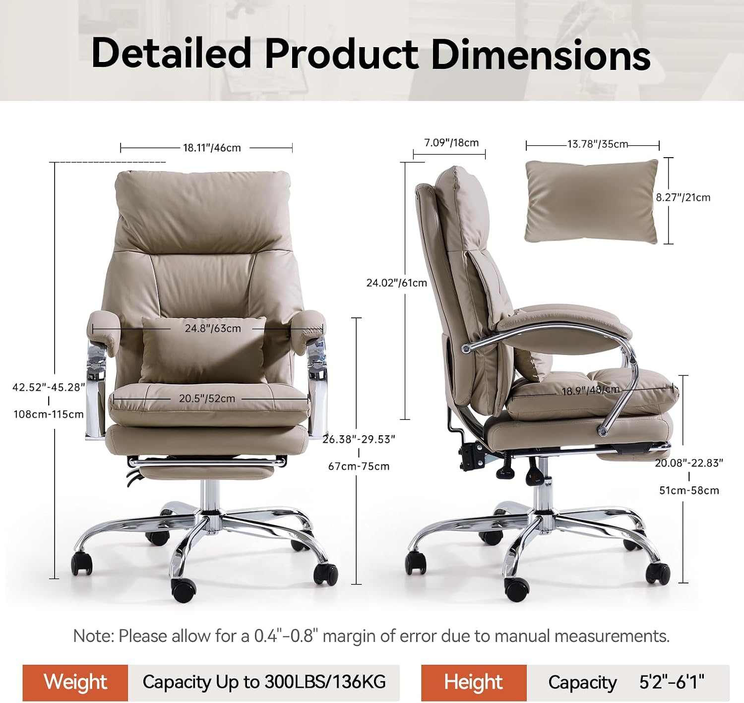Thumbnail 1 de EMIAH Sedia da Ufficio Direzionale con Poggiapiedi – ergonomia, comfort e stile khaki