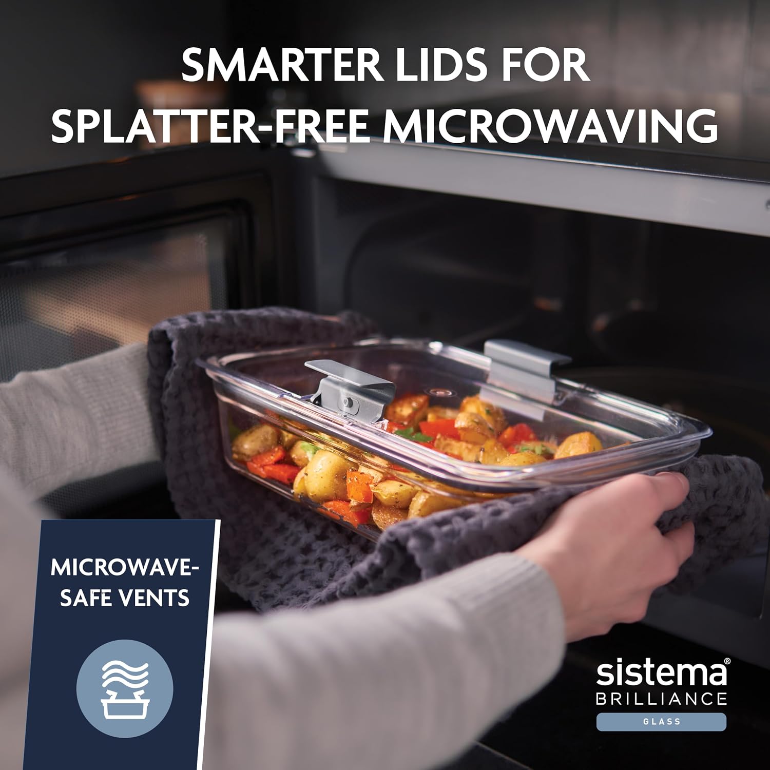 Detalle 1 de Sistema Brilliance 1.1L Glass Meal Prep Containers, 3 Pack, Borosilicate Glass
