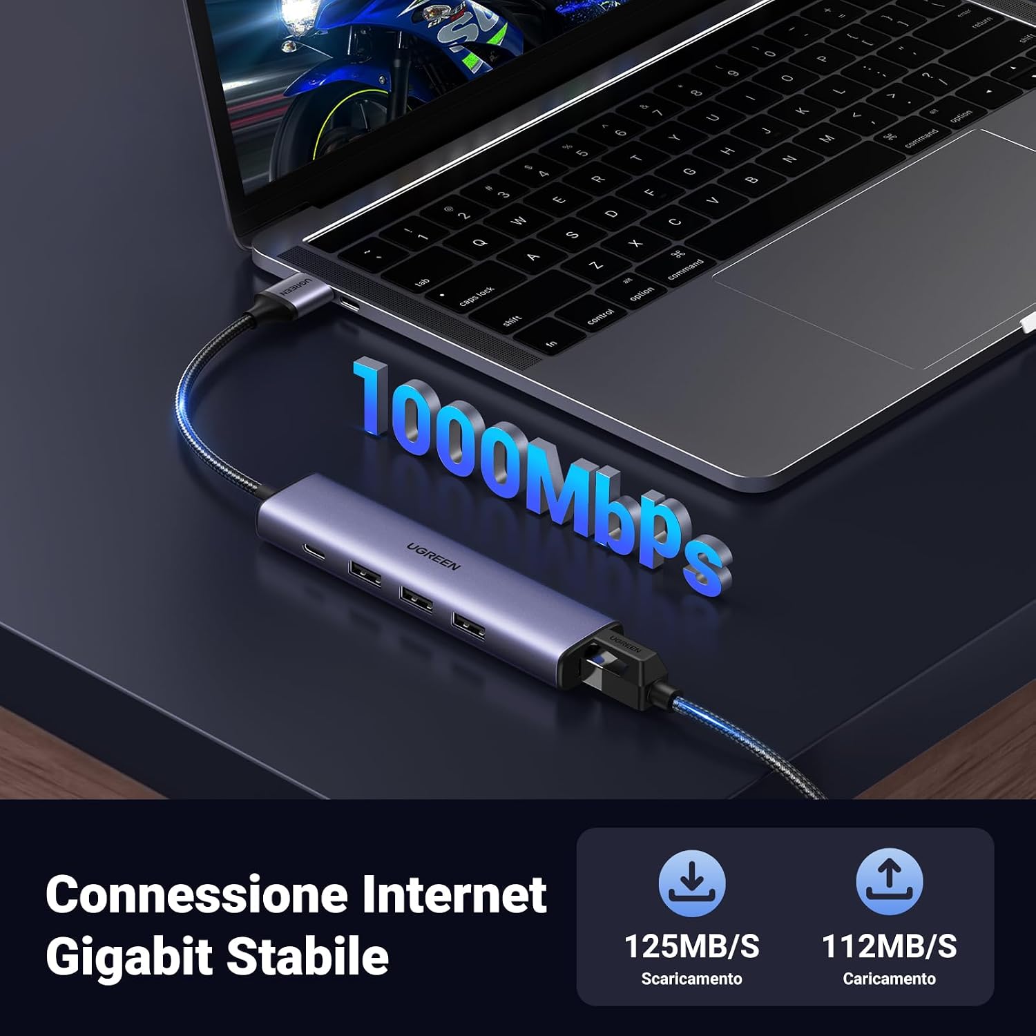 Thumbnail 2 de UGREEN Hub USB 3.0 Ethernet Alluminio
