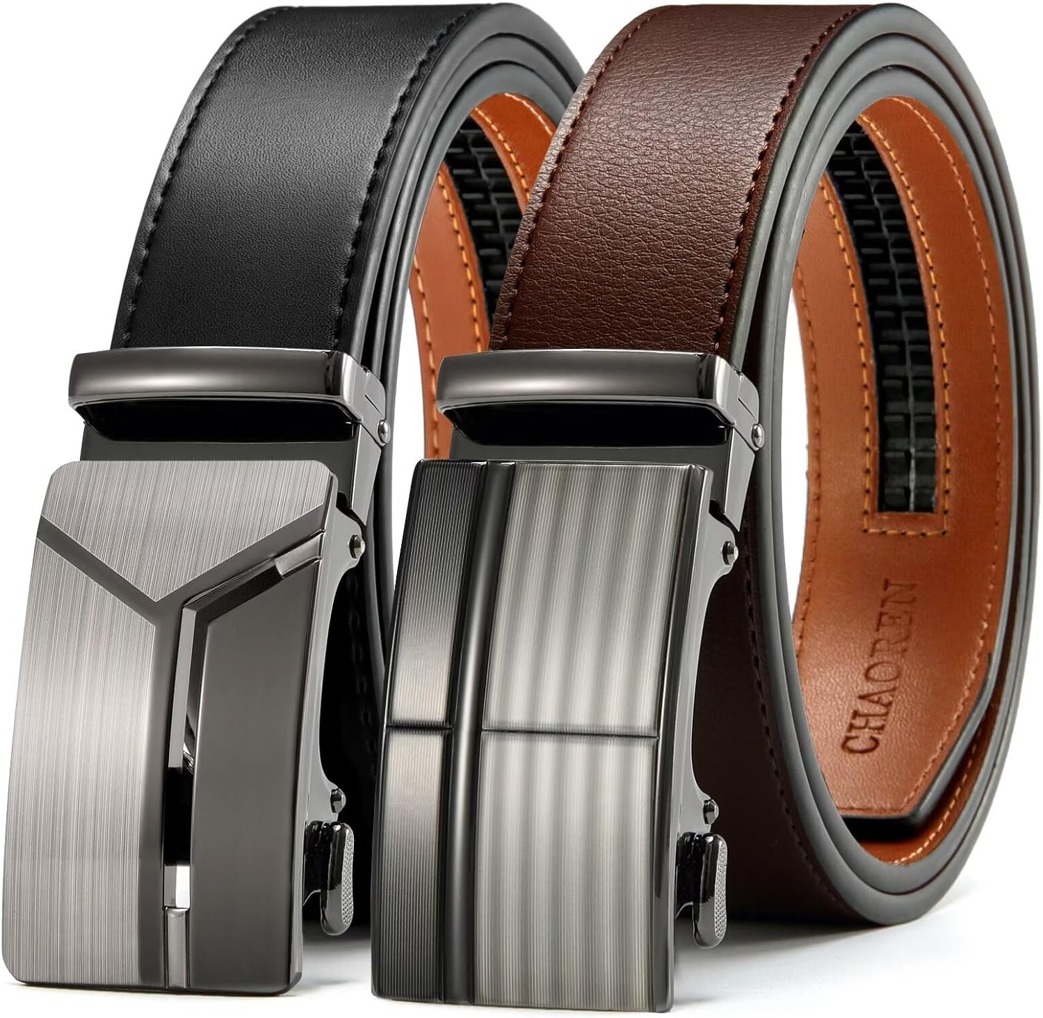 Detalle de CHAOREN Herren-Gürtel 35 mm im 2er-Set mit Automatik & Ratsche – passend bis zur Kürzung