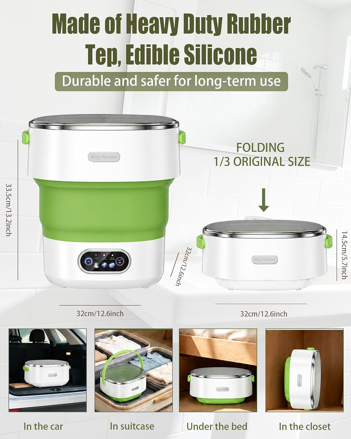 Detalle de Zeynor 20L Mini Portable Washing Machine, Foldable Top-Load Washer