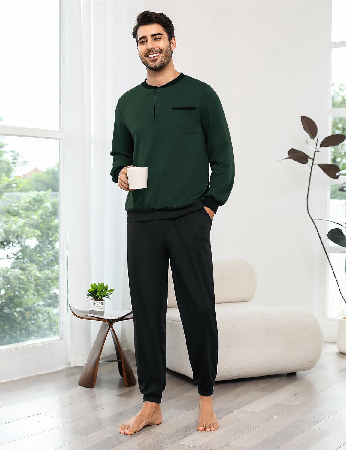 Detalle 2 de Bresdk Pyjama Homme Hiver coton long