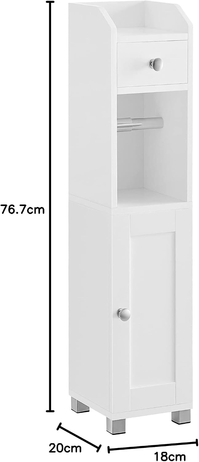 Detalle de VASAGLE B34BBC846P31 Bathroom Cabinet, White, Adjustable Shelf