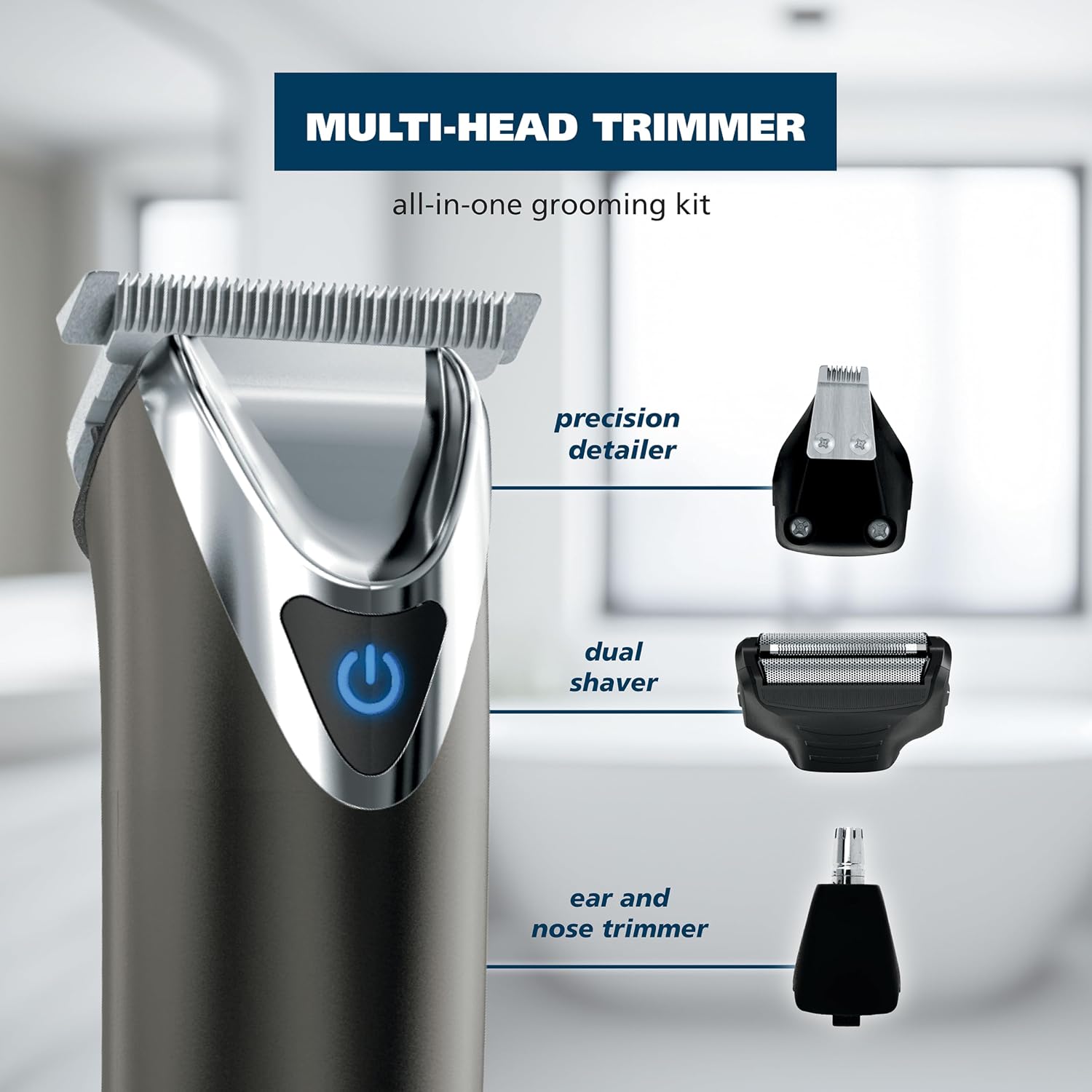 Detalle 2 de Wahl 9864 Stainless Steel Lithium Ion 2.0+ Beard Trimmer, 4 Heads