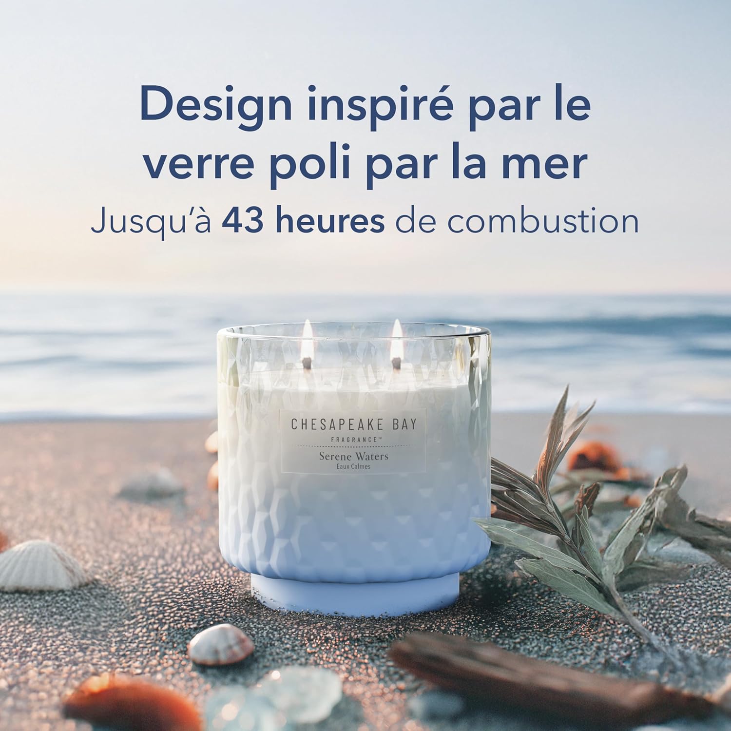 Detalle de Chesapeake Bay Bougie parfumée Grande bougie – Serene Waters, cadeau idéal pour femmes