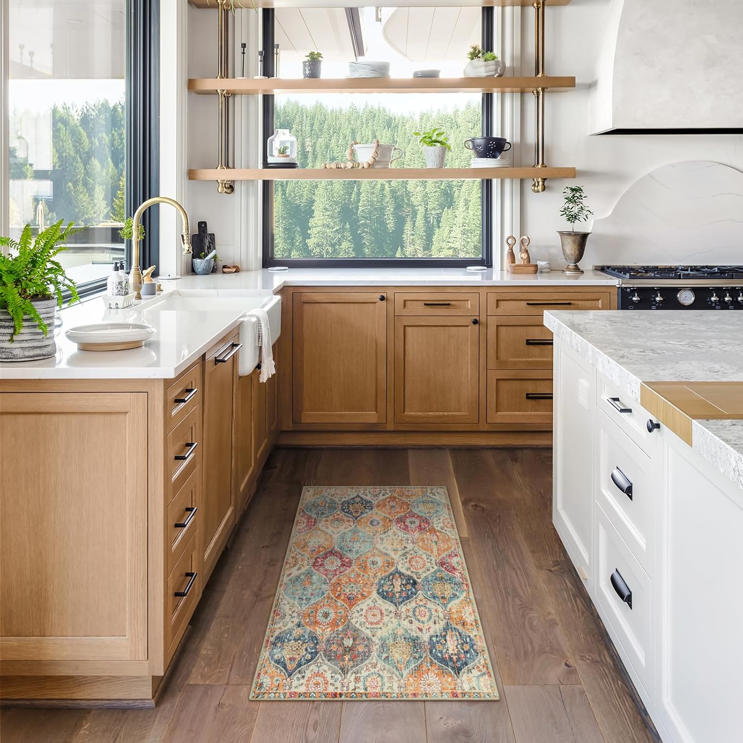 Thumbnail 4 de Lahome Moroccan Trellis Washable Rug (Cream/Multi), 2x3