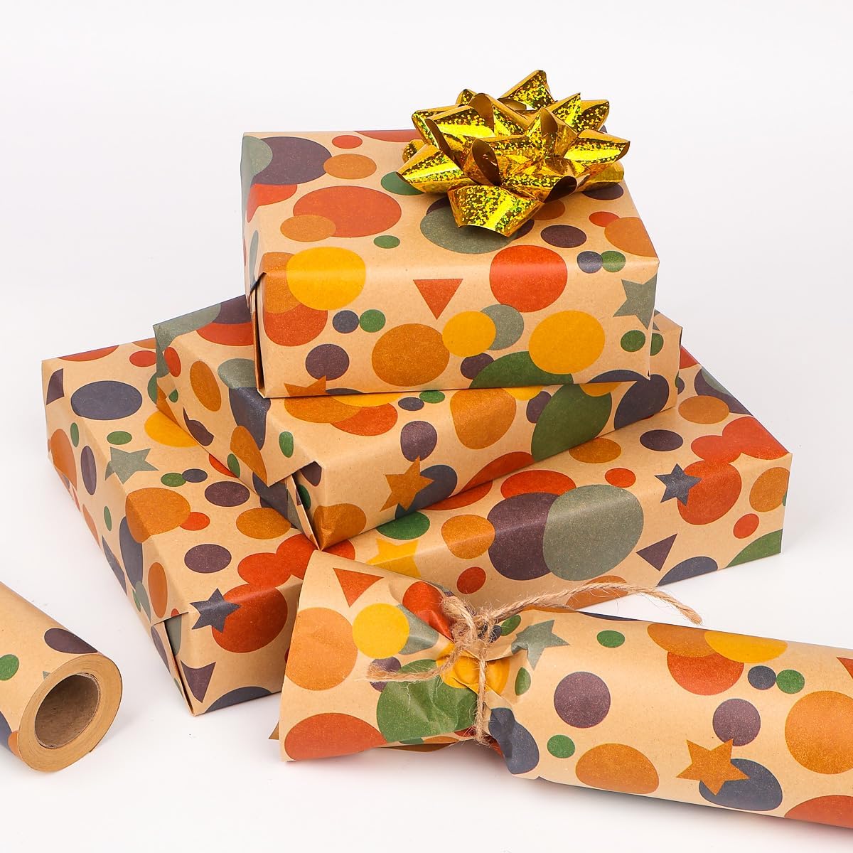 Thumbnail 3 de HBell Wrapping Paper Roll 43cm x 10m colourful dots gift wrap