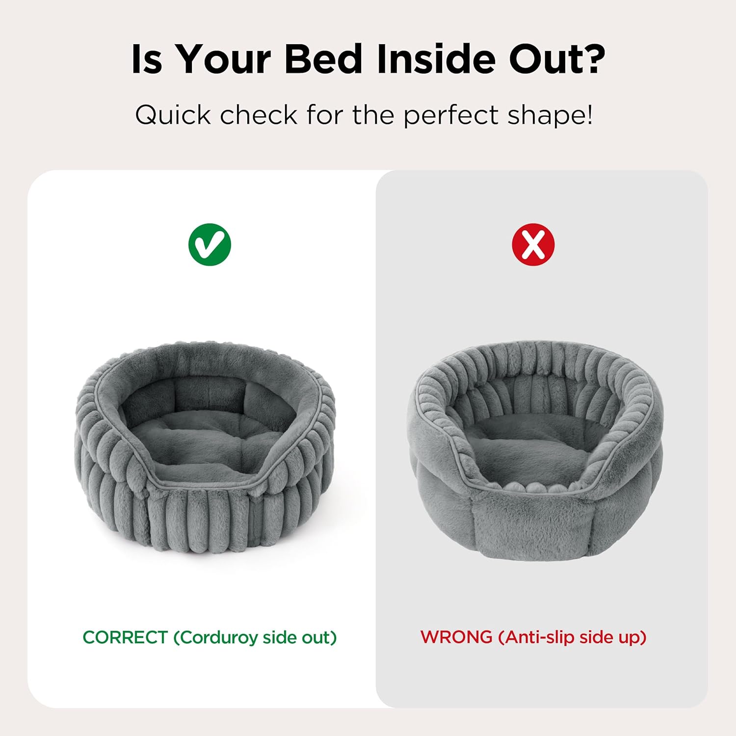 Thumbnail 6 de BEDSURE flauschiges Katzenbett für Wohnungskatzen (51 x 51 cm) – waschbar, rutschfeste Basis, abnehmbares Kissen, grau