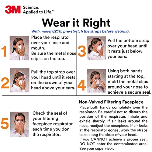 Detalle 2 de 3M 8210 N95 Particulate Respirator (Pack of 20) – Lightweight, Two-Strap Cup Design