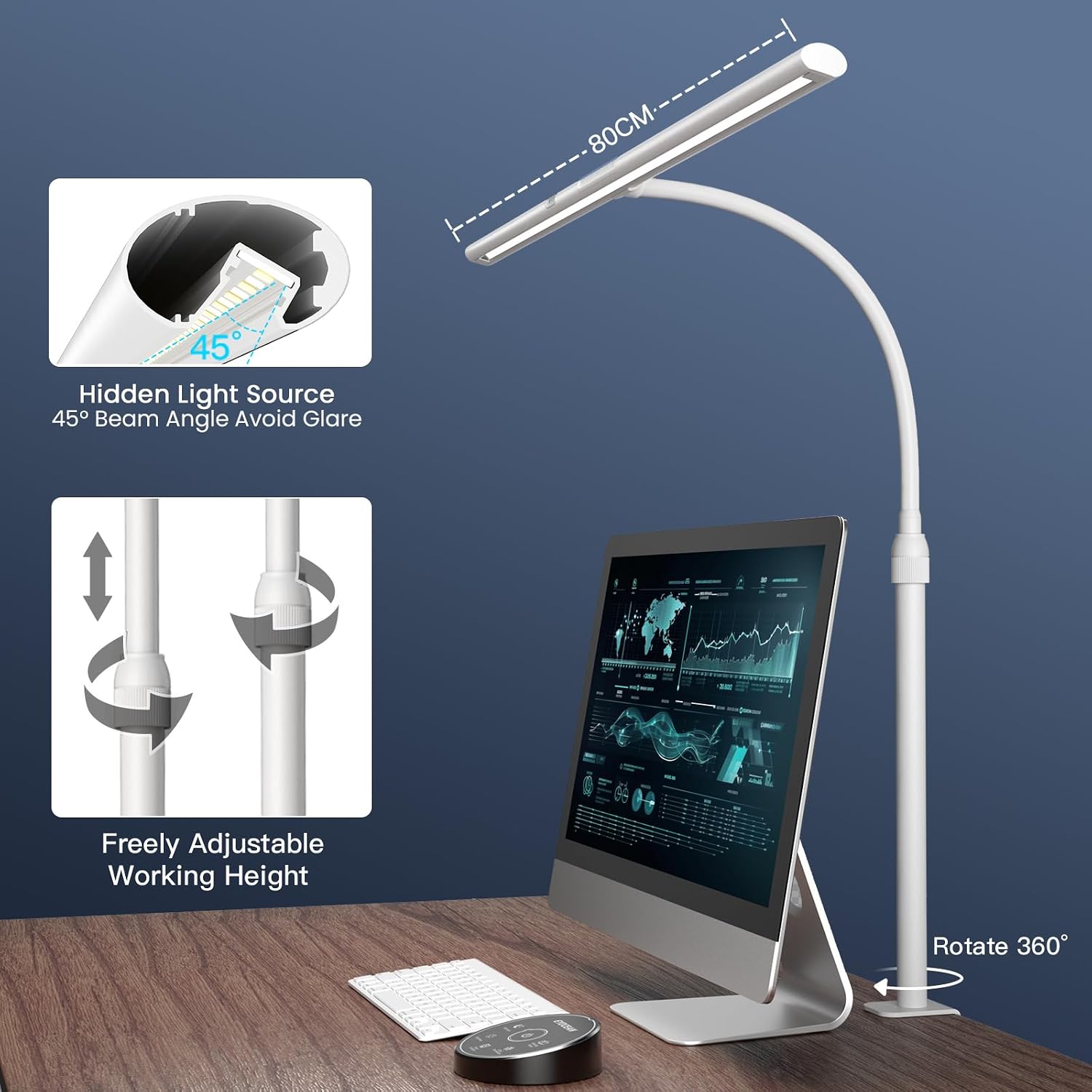 Thumbnail 5 de EYOCEAN LED-Schreibtischlampe 24W, 80 cm mit Gestensteuerung & Fernbedienung