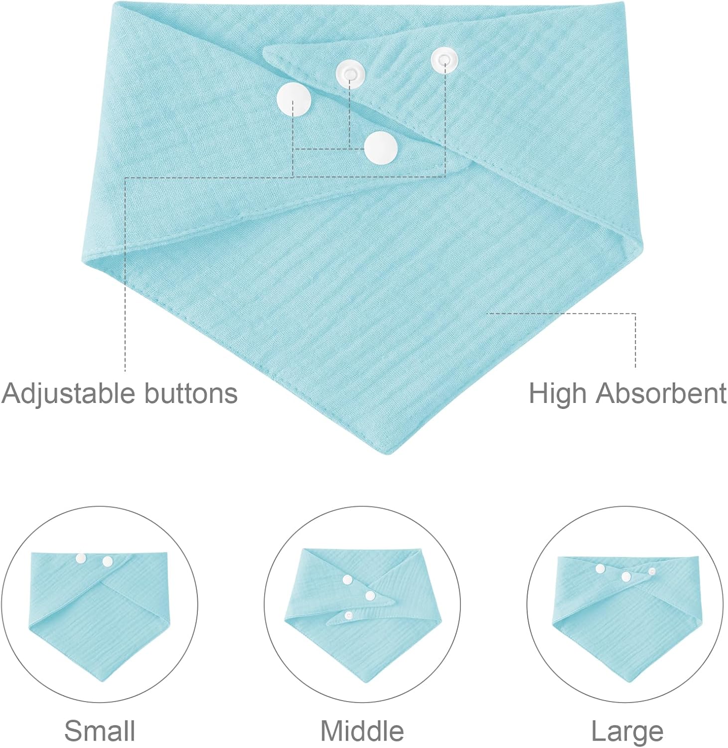 Thumbnail 2 de Vicloon Baby Bandana Dribble Bibs (8-Pack) with Adjustable Snaps in Blue/Green/Gray