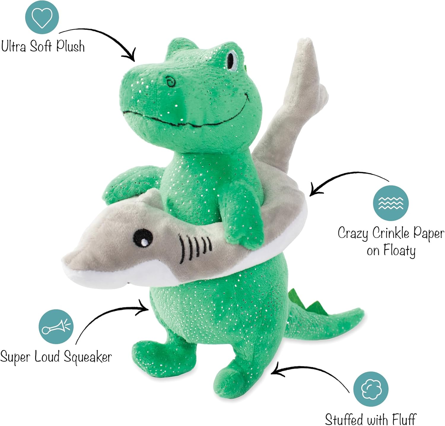 Detalle 2 de Fringe Studio Hundespielzeug Plüsch Shark Week REX: Kauspielzeug für alle Rassengrößen