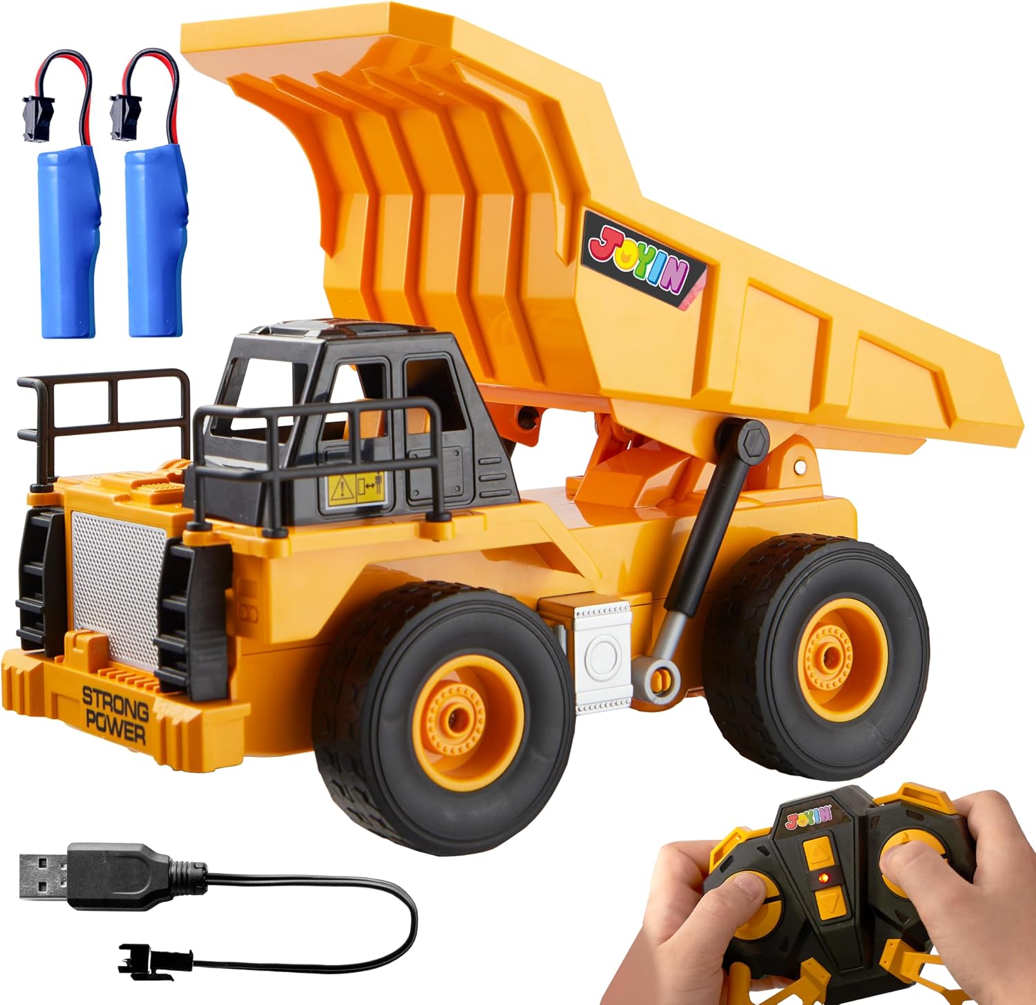 Detalle de JOYIN RC-LKW Muldenkipper (2,4 GHz) mit Licht & Sound – ferngesteuerter Kipplaster für Baustellen-Spielspaß